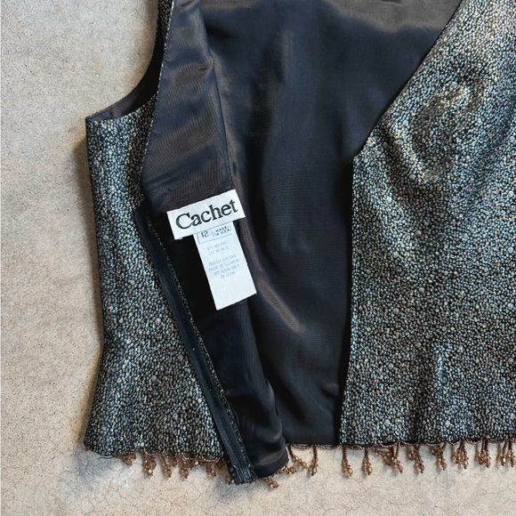 Vintage Cachet Metallic Beaded Trim Cropped Tank - Picture 3 of 8